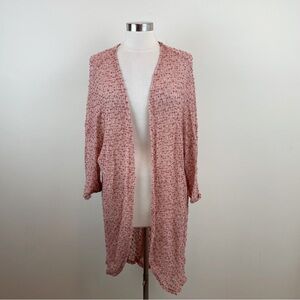 Versona Pink Sheer Lace Polka Dot Duster Sweater Top Women Large Boho